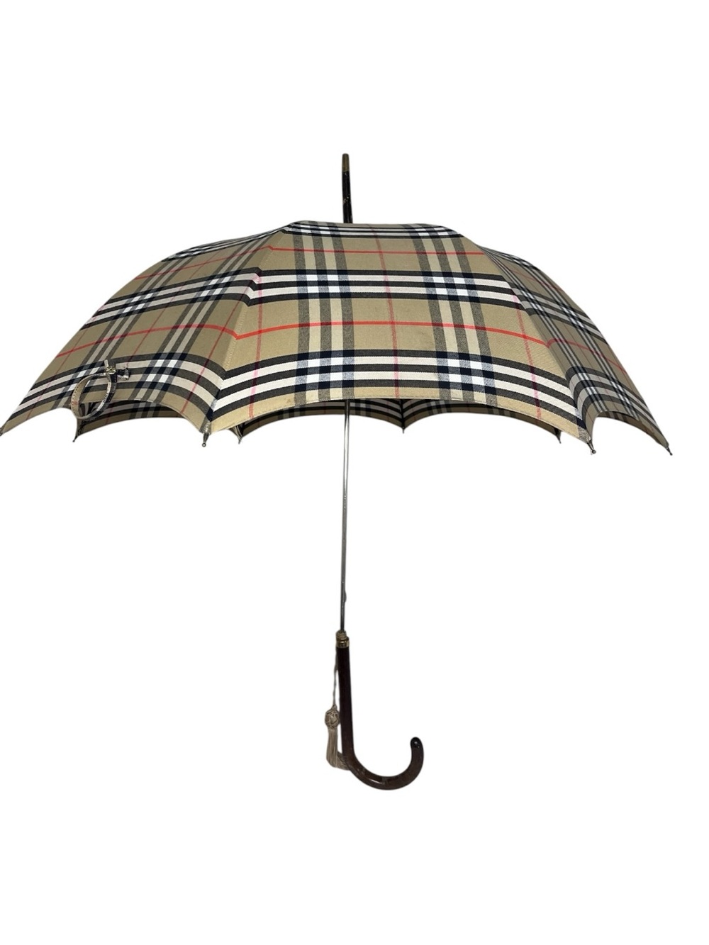 Vintage Burberry Classic Nova Check Pattern Walking Umbrella Rare